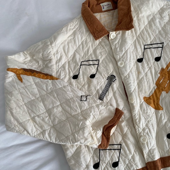 Vintage Cream and Brown Musical Note Jacket - Picture 2 of 2
